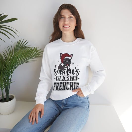 Christmas French Bulldog Unisex Sweatshirt, Santa's Favorite Frenchie Design, Cute Dog Lovers Gift, Holiday Crewneck Jumper, Winter Apparel,