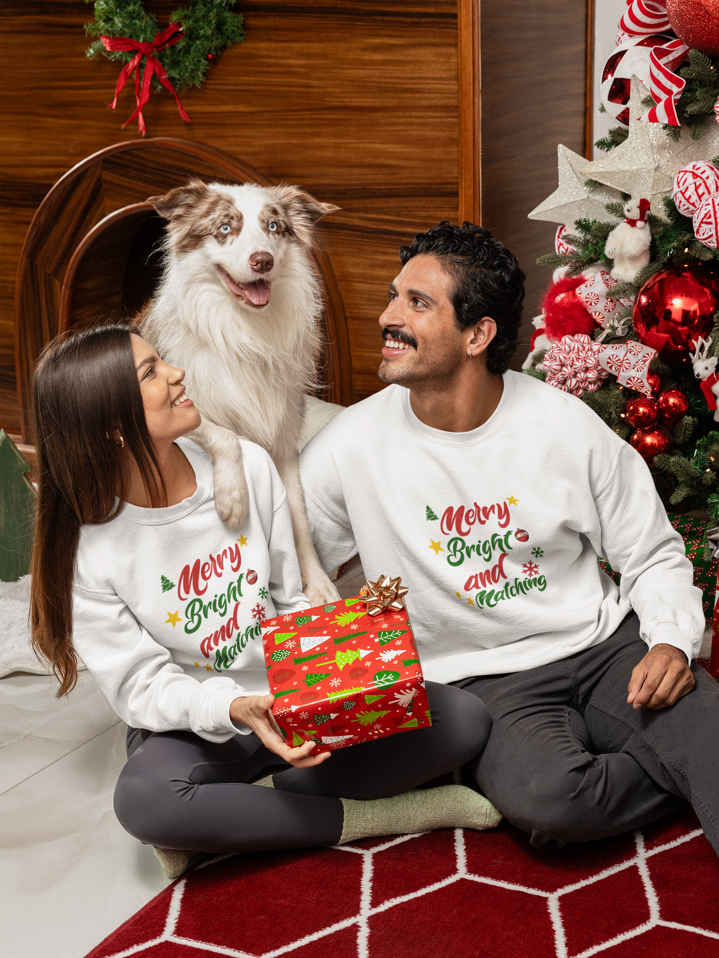 Christmas Family Matching Sweatshirt, Holiday Xmas Crewneck Jumper, Unisex Festive Pullover, Winter Cozy Top, Red Green White Apparel