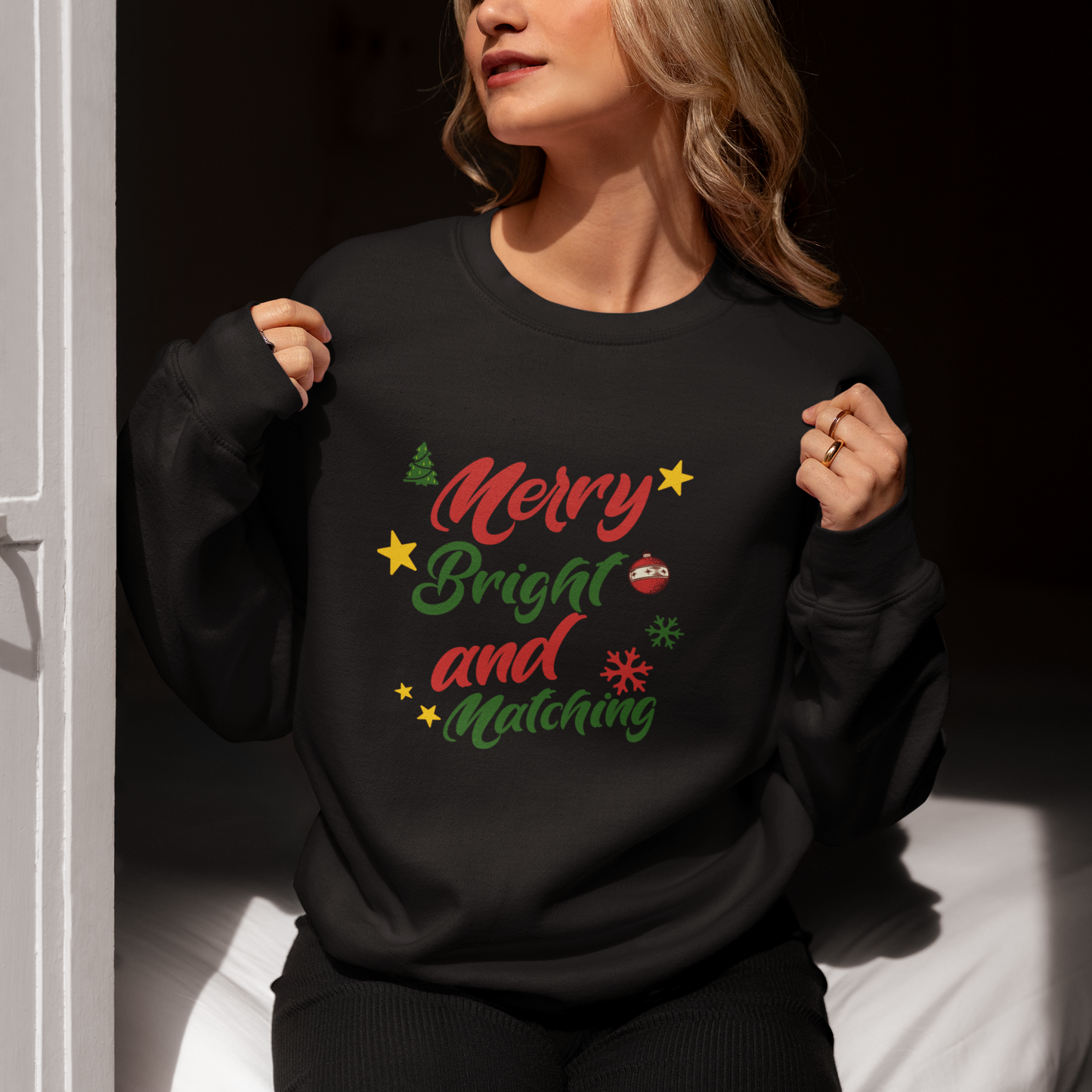 Christmas Family Matching Sweatshirt, Holiday Xmas Crewneck Jumper, Unisex Festive Pullover, Winter Cozy Top, Red Green White Apparel