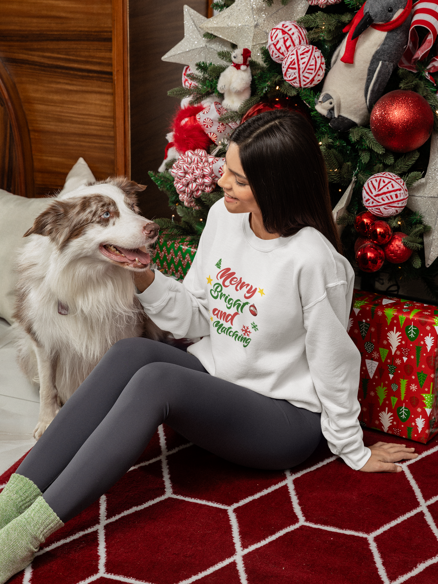 Christmas Family Matching Sweatshirt, Holiday Xmas Crewneck Jumper, Unisex Festive Pullover, Winter Cozy Top, Red Green White Apparel