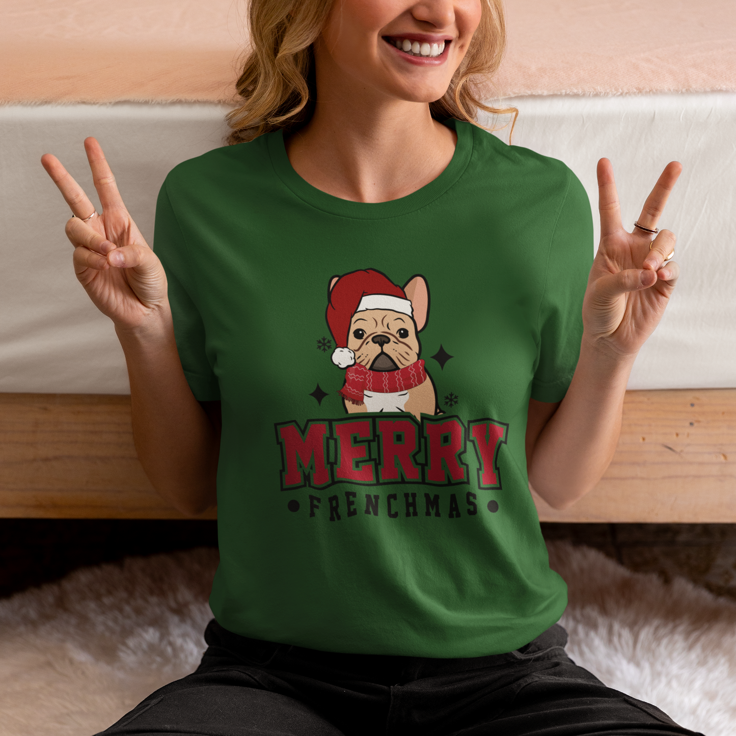 Merry Christmas French Bulldog Tshirt, Dog Lovers Tee, Holiday Gift French Bulldog, Unisex Jersey Shirt, French Bulldog Tshirt Lover,