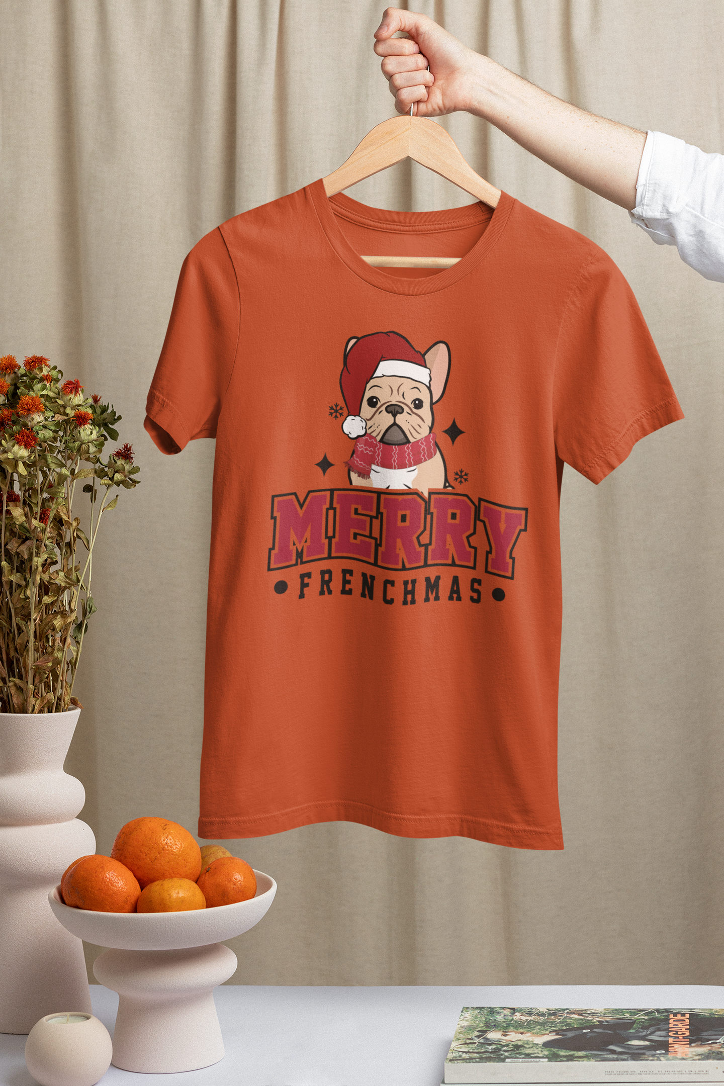 Merry Christmas French Bulldog Tshirt, Dog Lovers Tee, Holiday Gift French Bulldog, Unisex Jersey Shirt, French Bulldog Tshirt Lover,